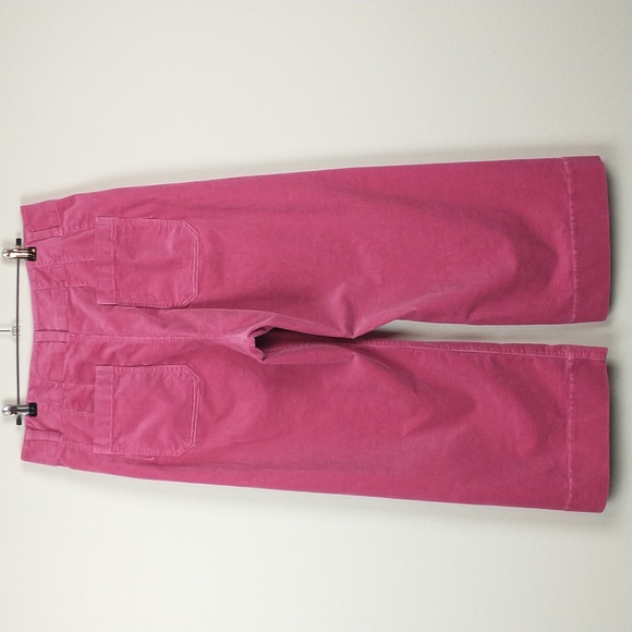 Anthropologie Maeve The Colette Pants Womens 32 Pink Wide Leg Corduroy Cropped - Picture 6 of 10